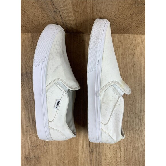 VANS Off The Wall Classic Slip On Skate Loafer Shoes Size 9 White Canvas 721356 - Picture 10 of 16